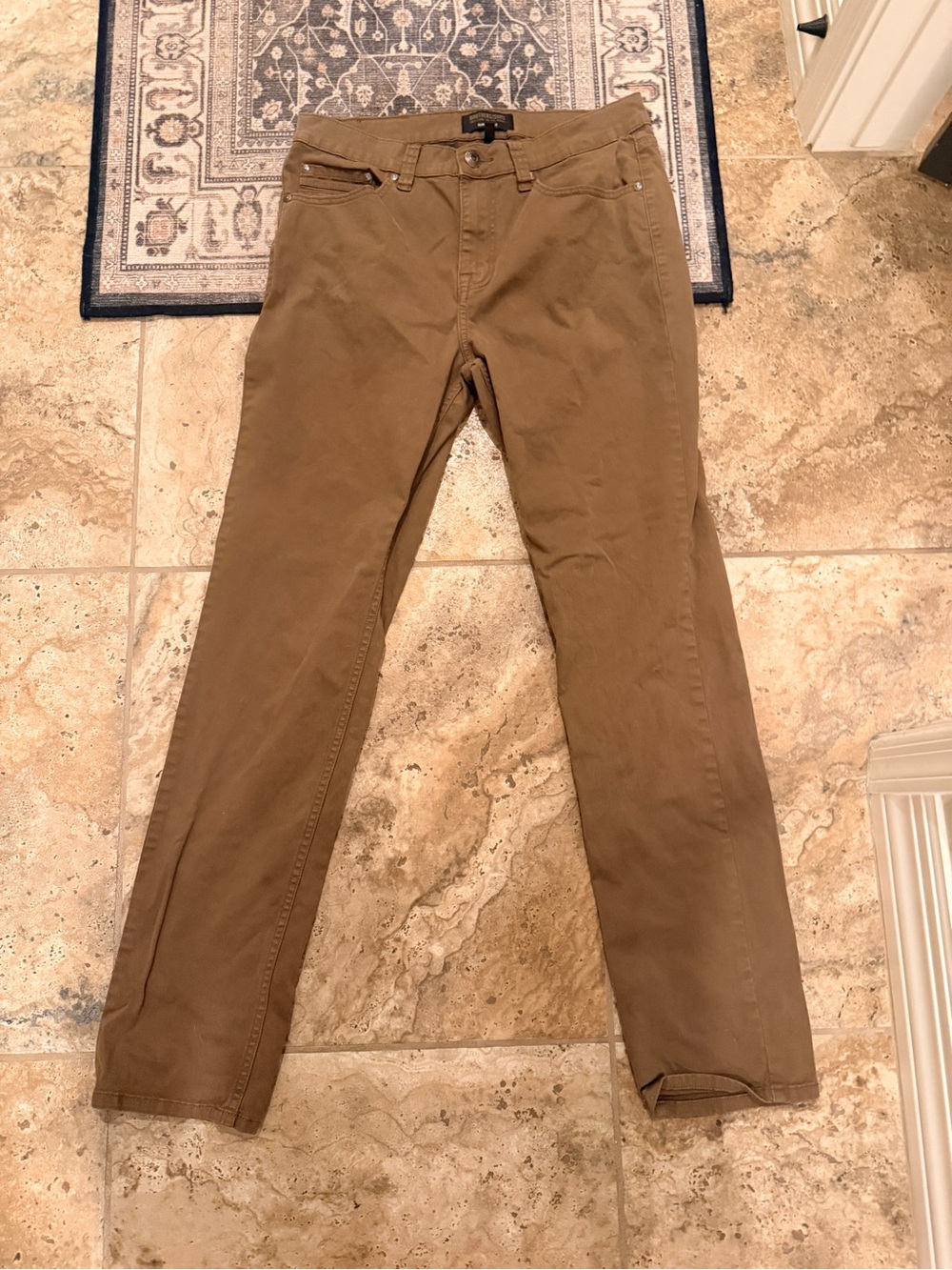 Mens Brown Slim Stretch Chino Pants
